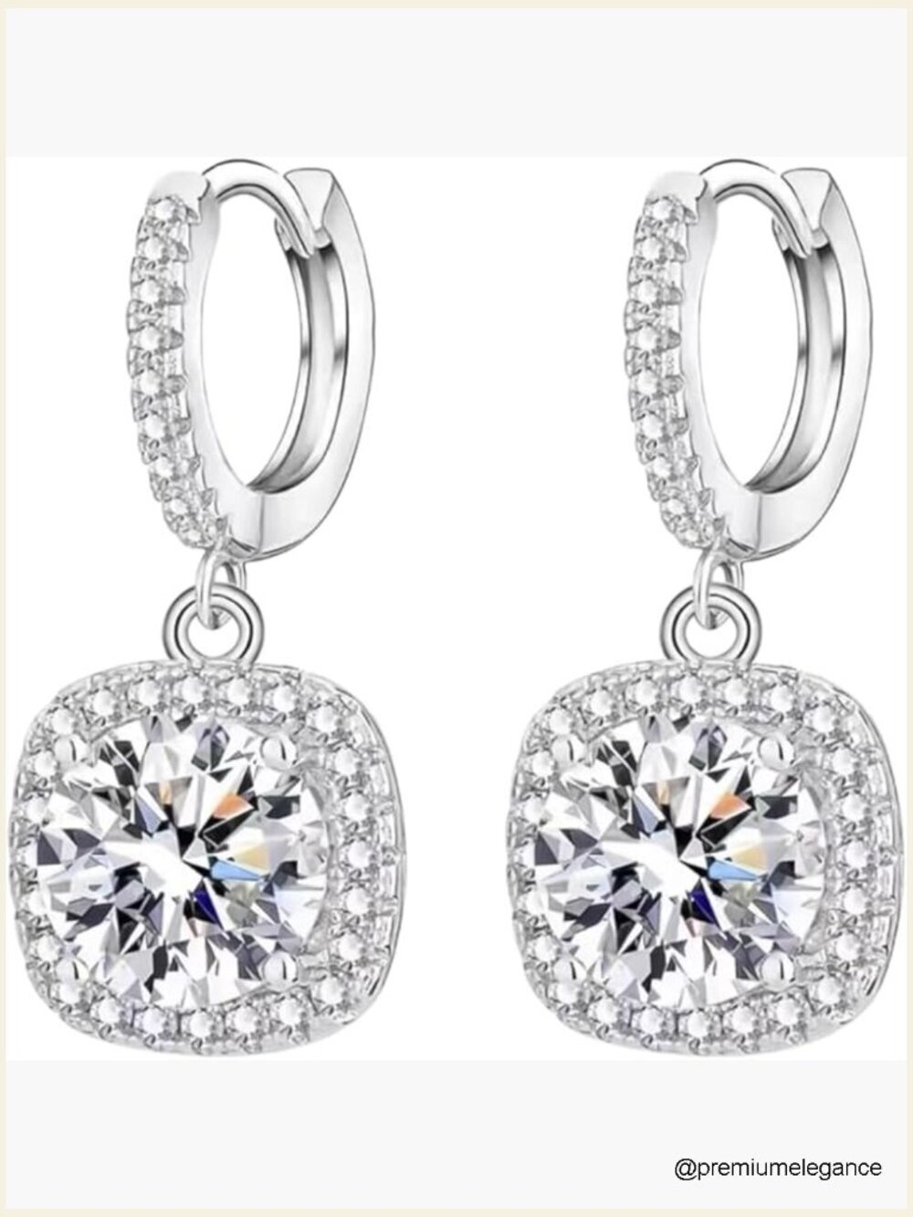 Synthetic Diamond Drop Huggie Hoop Earrings Sterling Silver Cuff Studs